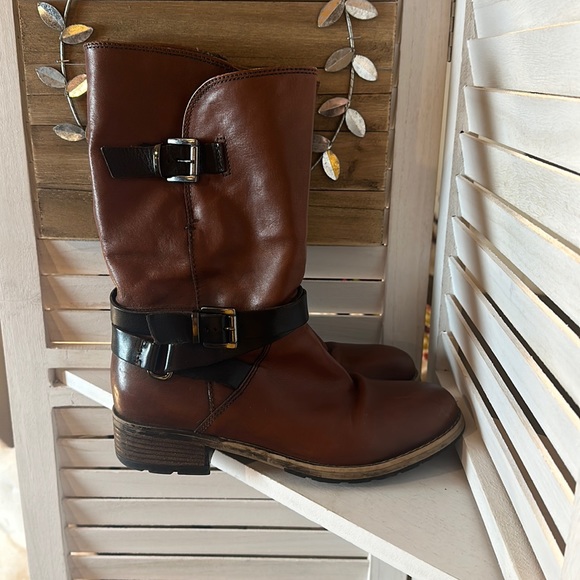 Clarks Shoes - Clarks Brown Zipper Boots with Dark Brown Straps